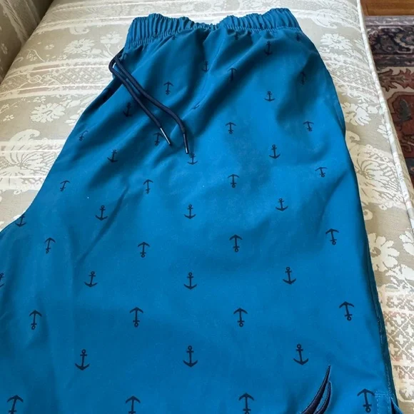 Nautica Men's Teal Anchor Swim Shorts - Picture 4 of 7